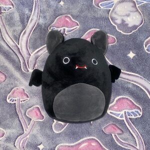bat plushie black and gray with fangs >.<
